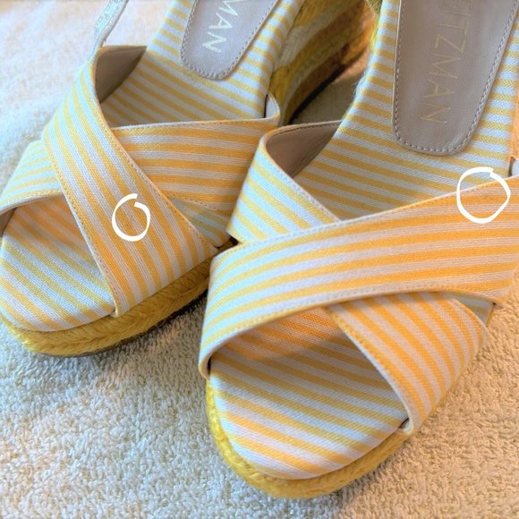 Stuart Weitzman | Like New Mirela Stripes espadrille wedges in Sunflower color - Picture 3 of 11